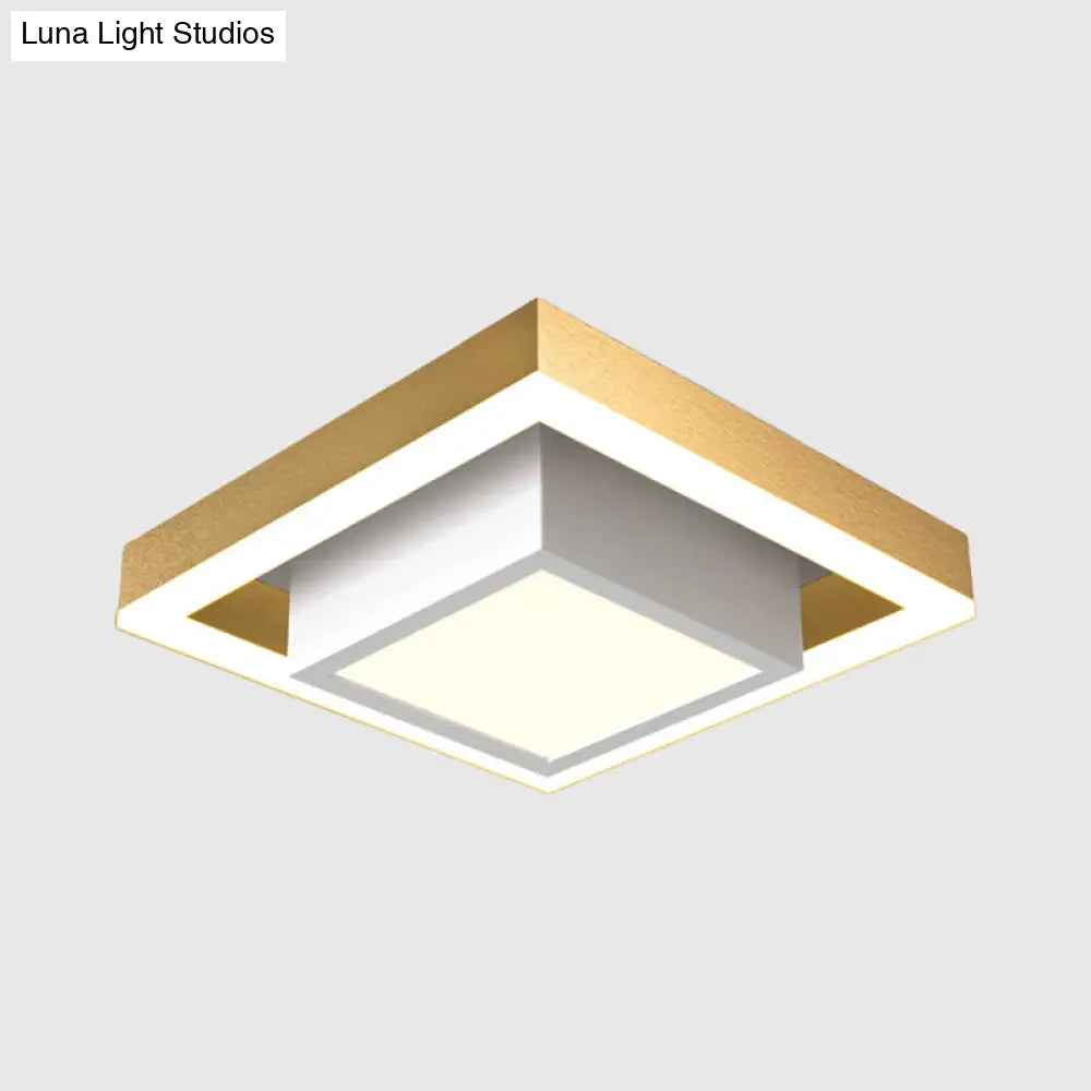 DecorBites™ DecorBites™ Contemporary Black/Gold LED Flush Mount Ceiling Lamp - Aluminum, 2-Tier Square Design, Warm/White Lighting for Corridor