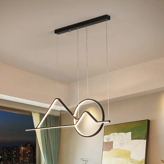 Lámpara colgante LED contemporánea DecorBites™ negra/dorada para comedor: Iluminación colgante tipo isla Sunset Metallic