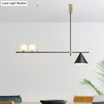 Lámpara de araña lineal contemporánea DecorBites™ de metal negro y dorado - Triple luz, ideal para islas de cocina
