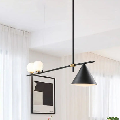 Lámpara de araña lineal contemporánea DecorBites™ de metal negro y dorado - Triple luz, ideal para islas de cocina