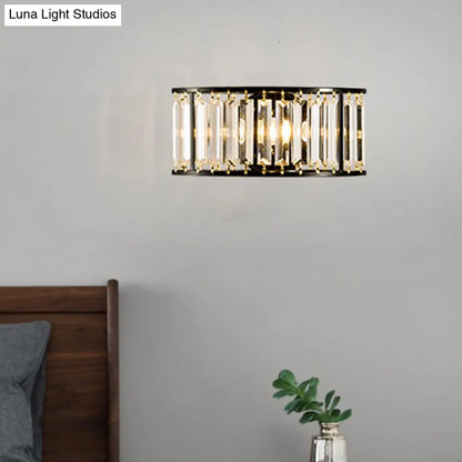 Lámpara de pared DecorBites™ contemporánea en negro y dorado: Aplique de pared semicilíndrico de cristal transparente con 1 luz