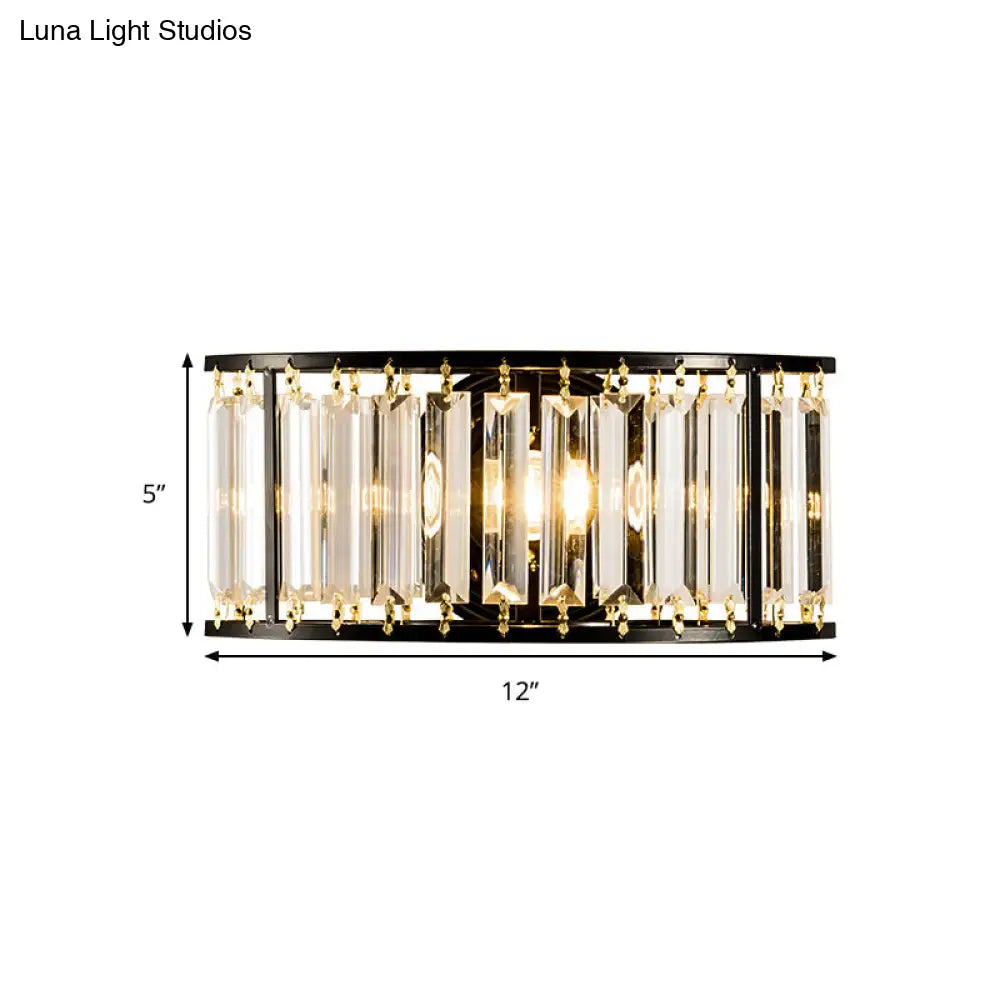 Lámpara de pared DecorBites™ contemporánea en negro y dorado: Aplique de pared semicilíndrico de cristal transparente con 1 luz