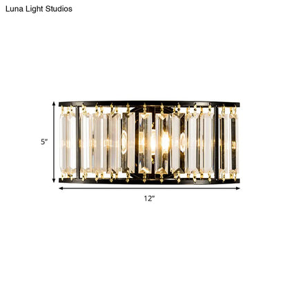 Lámpara de pared DecorBites™ contemporánea en negro y dorado: Aplique de pared semicilíndrico de cristal transparente con 1 luz