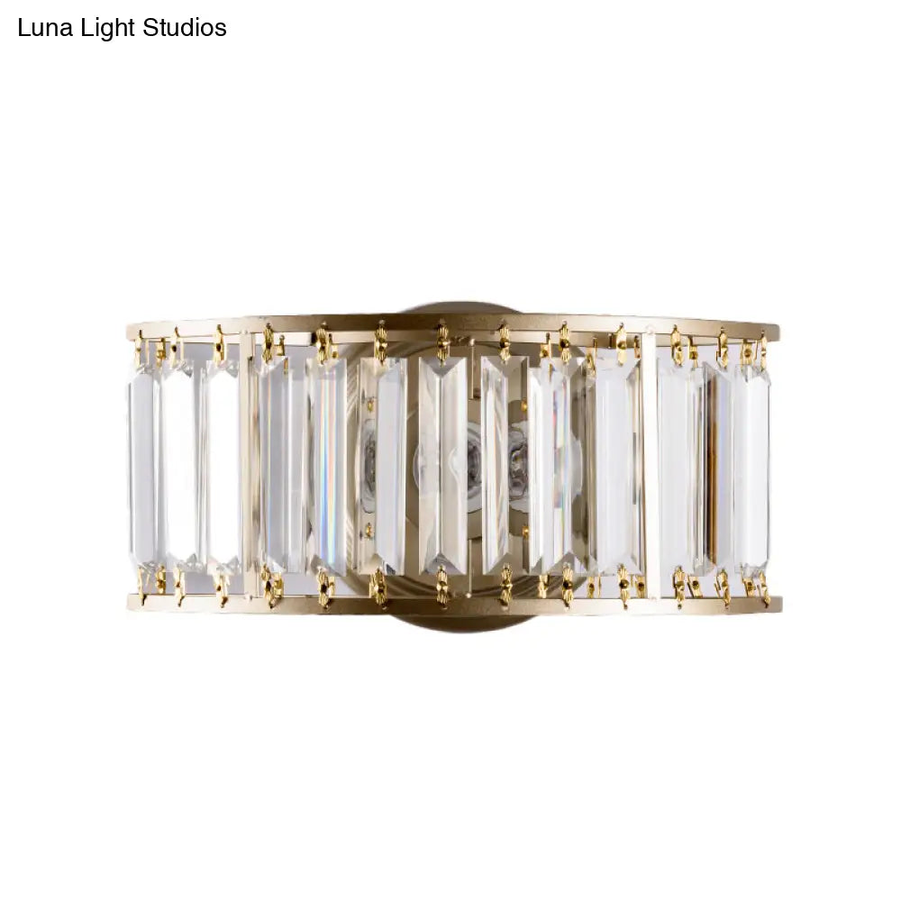 Lámpara de pared DecorBites™ contemporánea en negro y dorado: Aplique de pared semicilíndrico de cristal transparente con 1 luz