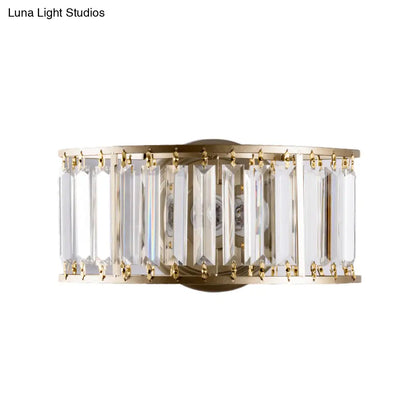 Lámpara de pared DecorBites™ contemporánea en negro y dorado: Aplique de pared semicilíndrico de cristal transparente con 1 luz