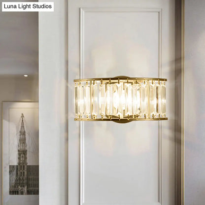 Lámpara de pared DecorBites™ contemporánea en negro y dorado: Aplique de pared semicilíndrico de cristal transparente con 1 luz