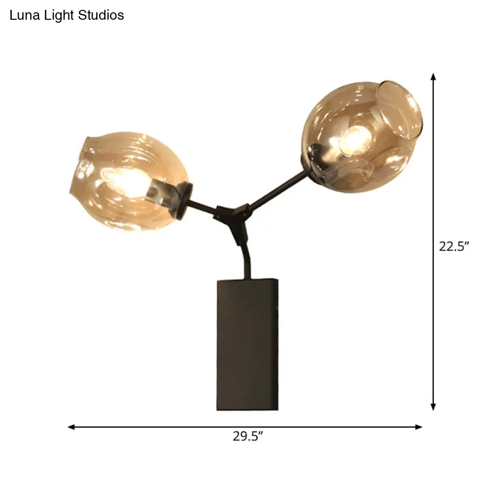 Aplique de pared contemporáneo DecorBites™ negro/dorado con pantalla ovalada de cristal ámbar/dorado/transparente - Elegante aplique de pared de media luz