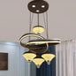 Contemporary Black Gyroscope Pendant with Multi-Light Acrylic LED Suspension and Twisted Shelf