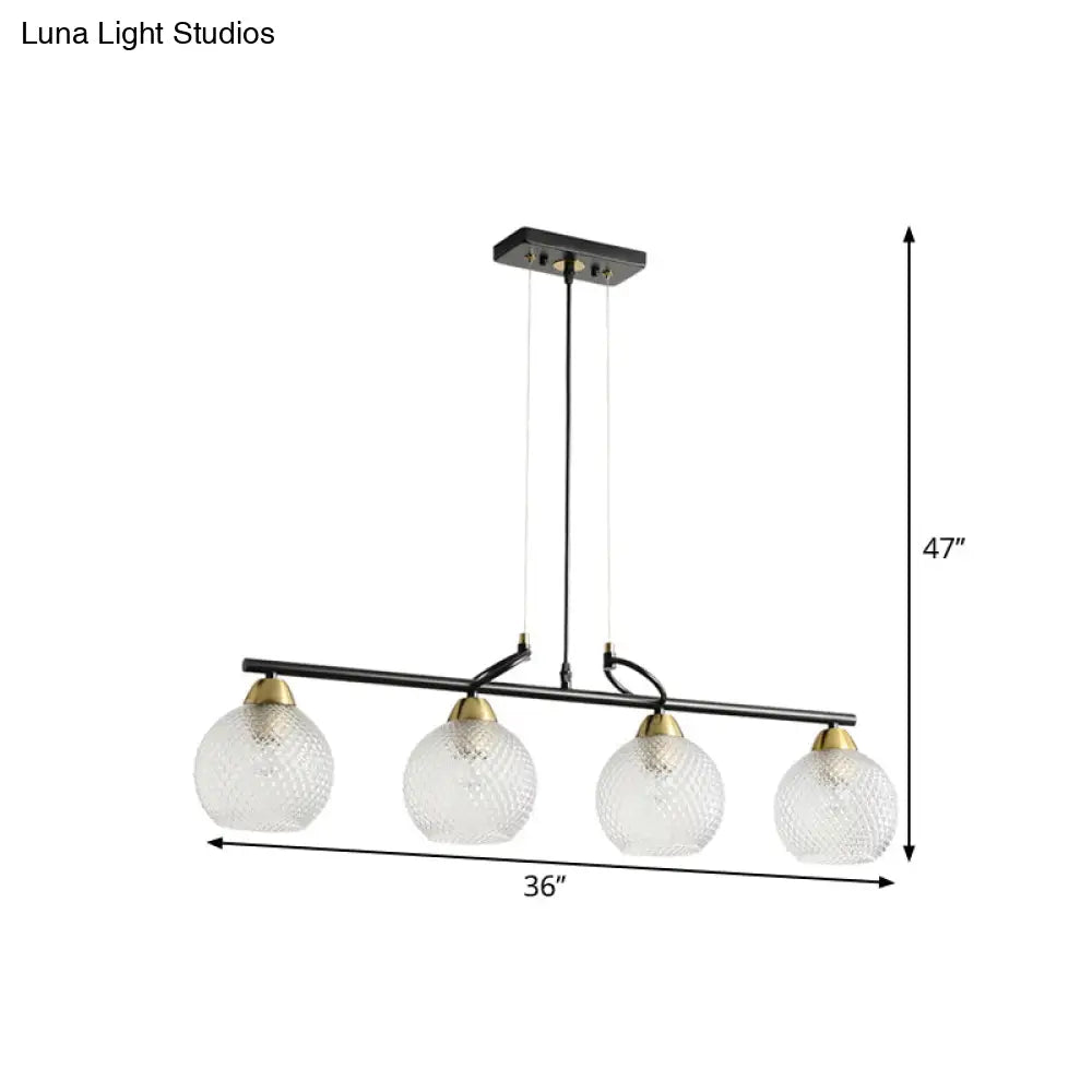 Lámpara de araña colgante contemporánea DecorBites™ negra con cristal transparente/prismático, 3/4 bombillas - Kit de lámpara colgante moderna para comedor