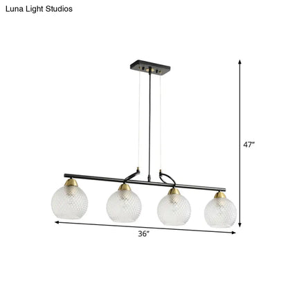 Lámpara de araña colgante contemporánea DecorBites™ negra con cristal transparente/prismático, 3/4 bombillas - Kit de lámpara colgante moderna para comedor