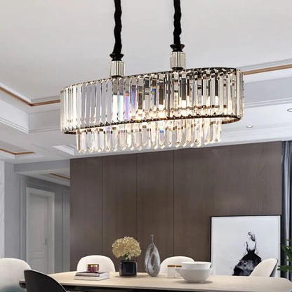 Lámpara colgante contemporánea DecorBites™ negra para isla de comedor con pantalla de prismas de cristal - 4/6 luces, 70 cm/90 cm de ancho