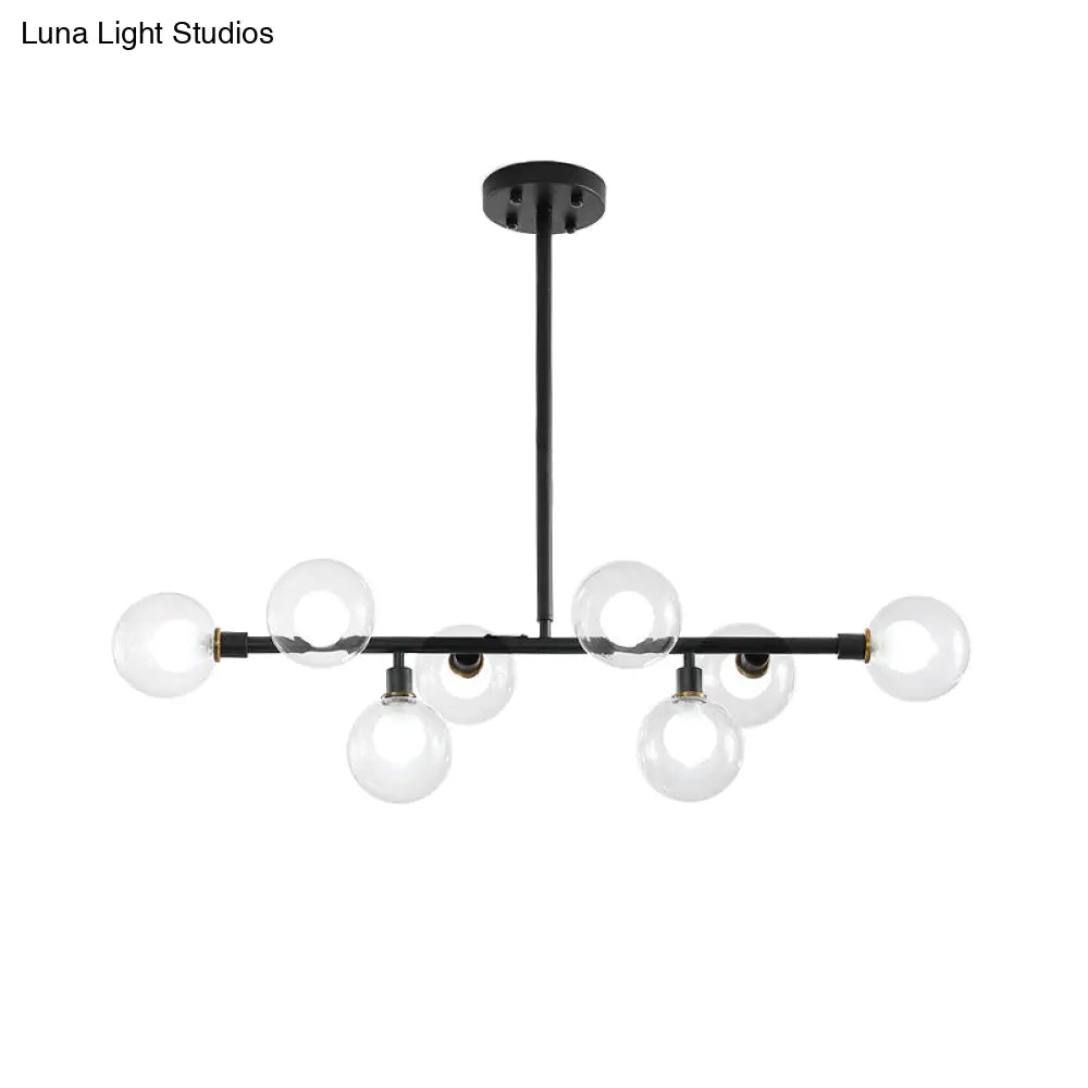 Lámpara de isla de cocina contemporánea DecorBites™ negra: elegante kit de luz colgante de 8 luces con pantalla de cristal transparente