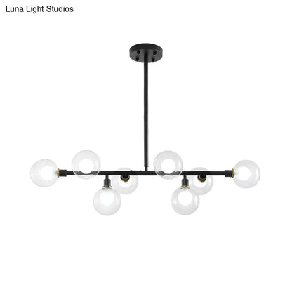 Lámpara de isla de cocina contemporánea DecorBites™ negra: elegante kit de luz colgante de 8 luces con pantalla de cristal transparente