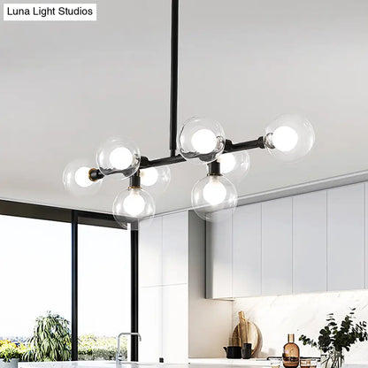 Lámpara de isla de cocina contemporánea DecorBites™ negra: elegante kit de luz colgante de 8 luces con pantalla de cristal transparente