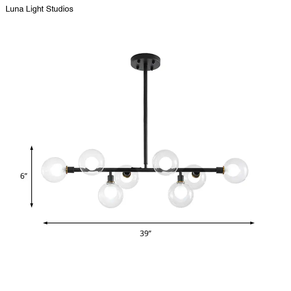 Lámpara de isla de cocina contemporánea DecorBites™ negra: elegante kit de luz colgante de 8 luces con pantalla de cristal transparente