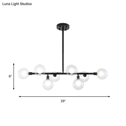 Lámpara de isla de cocina contemporánea DecorBites™ negra: elegante kit de luz colgante de 8 luces con pantalla de cristal transparente