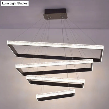 Contemporary Black LED Acrylic Tiered Chandelier Pendant Light