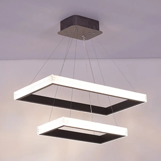 Contemporary Black LED Acrylic Tiered Chandelier Pendant Light