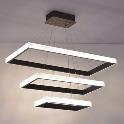 Contemporary Black LED Acrylic Tiered Chandelier Pendant Light
