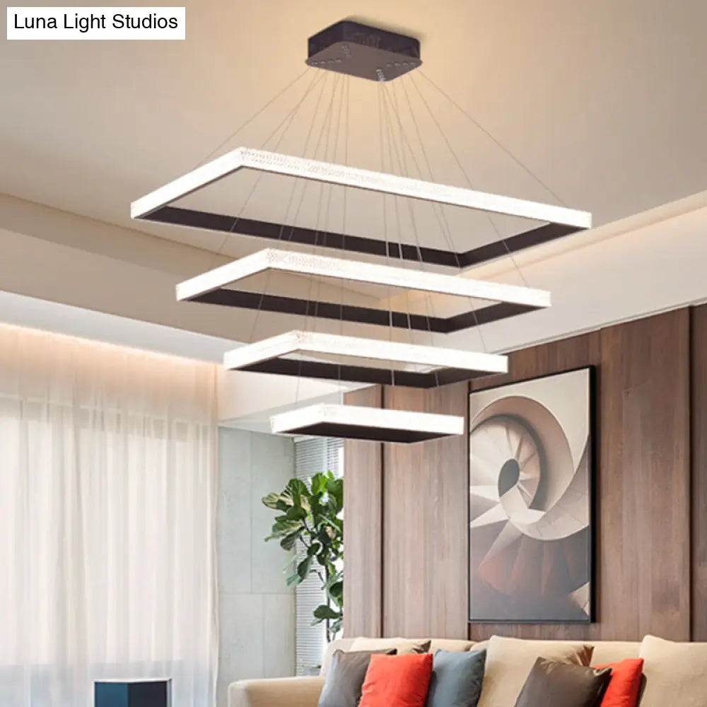 Contemporary Black LED Acrylic Tiered Chandelier Pendant Light