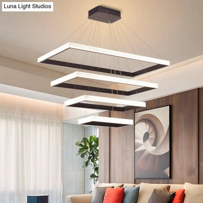 Contemporary Black LED Acrylic Tiered Chandelier Pendant Light