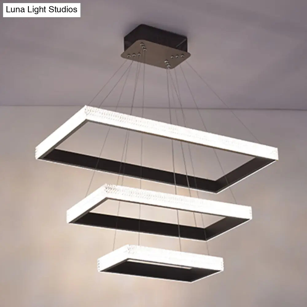 Contemporary Black LED Acrylic Tiered Chandelier Pendant Light