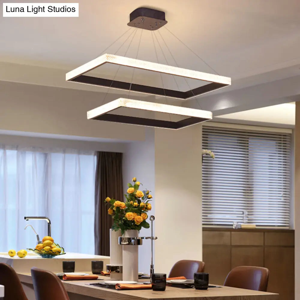 Contemporary Black LED Acrylic Tiered Chandelier Pendant Light