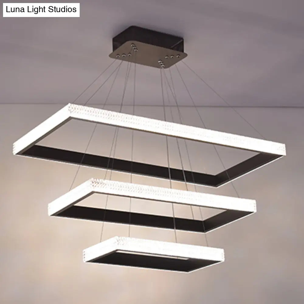 Contemporary Black LED Acrylic Tiered Chandelier Pendant Light