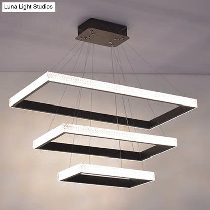 Contemporary Black LED Acrylic Tiered Chandelier Pendant Light