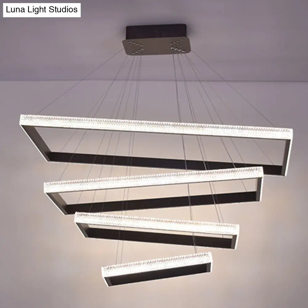 Contemporary Black LED Acrylic Tiered Chandelier Pendant Light