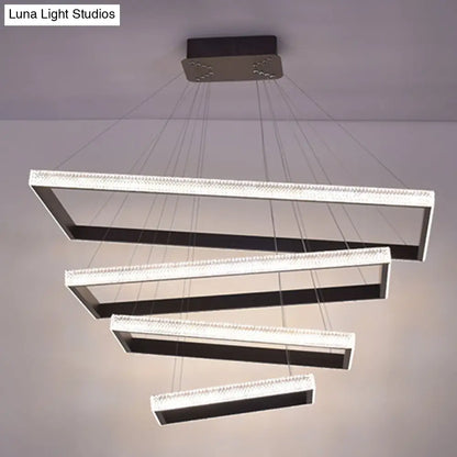 Contemporary Black LED Acrylic Tiered Chandelier Pendant Light