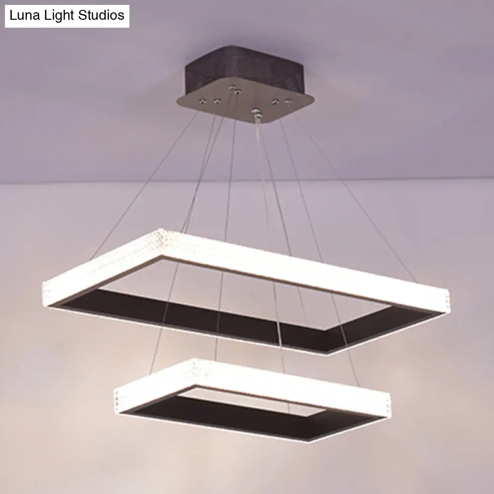 Contemporary Black LED Acrylic Tiered Chandelier Pendant Light