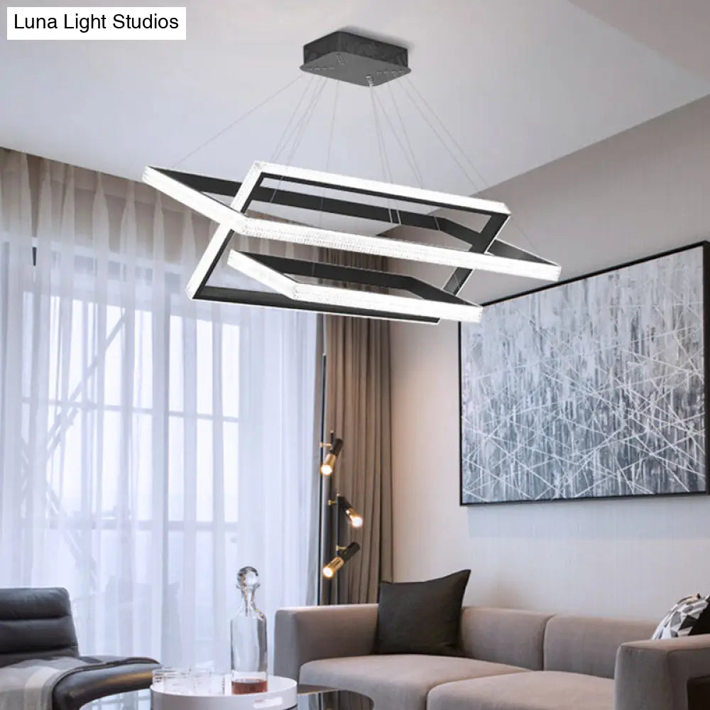 Contemporary Black LED Acrylic Tiered Chandelier Pendant Light