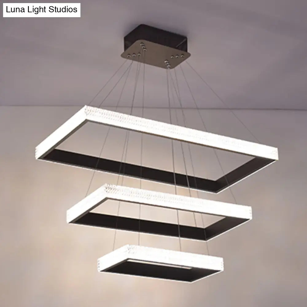 Contemporary Black LED Acrylic Tiered Chandelier Pendant Light