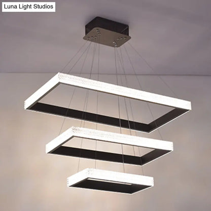 Contemporary Black LED Acrylic Tiered Chandelier Pendant Light