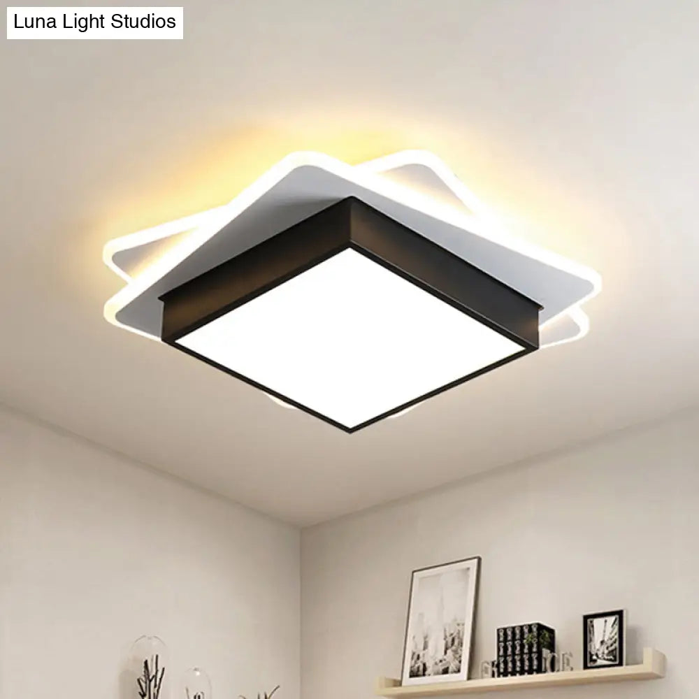 DecorBites™ DecorBites™ Contemporary Black LED Flush Mount Ceiling Light with Warm/White Lighting