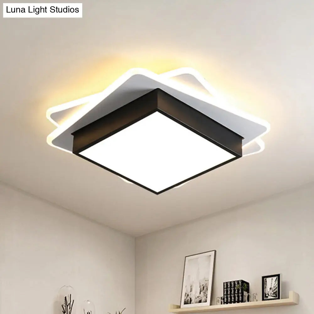 DecorBites™ DecorBites™ Contemporary Black LED Flush Mount Ceiling Light with Warm/White Lighting