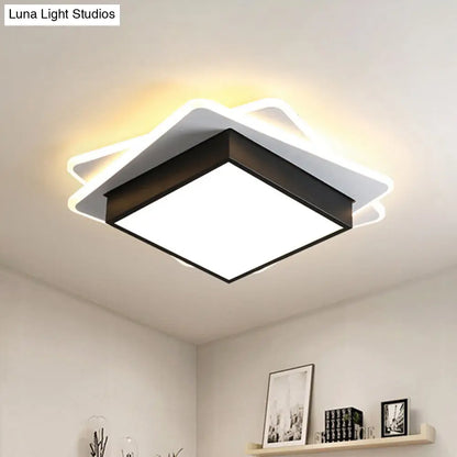 DecorBites™ DecorBites™ Contemporary Black LED Flush Mount Ceiling Light with Warm/White Lighting