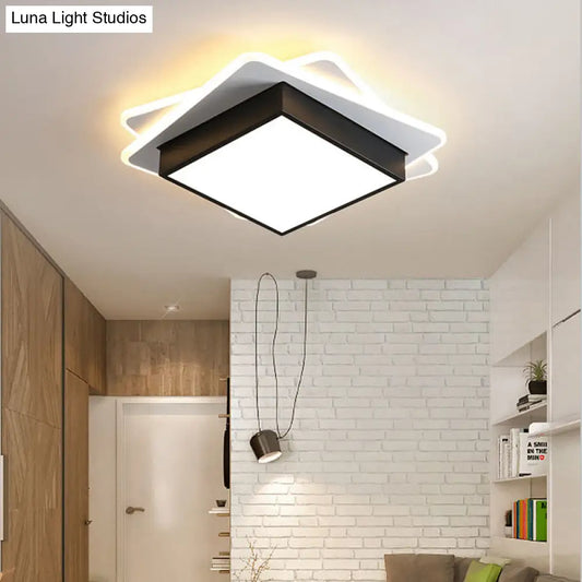 DecorBites™ DecorBites™ Contemporary Black LED Flush Mount Ceiling Light with Warm/White Lighting
