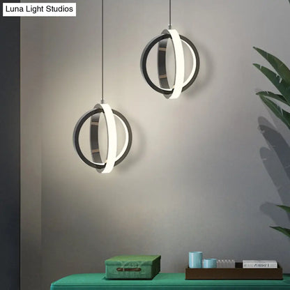 Contemporary Black LED Pendant Light - Orbit Metal Ceiling Light Kit with Warm/White Lighting