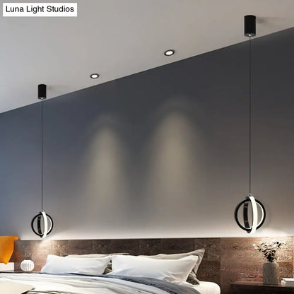 Contemporary Black LED Pendant Light - Orbit Metal Ceiling Light Kit with Warm/White Lighting