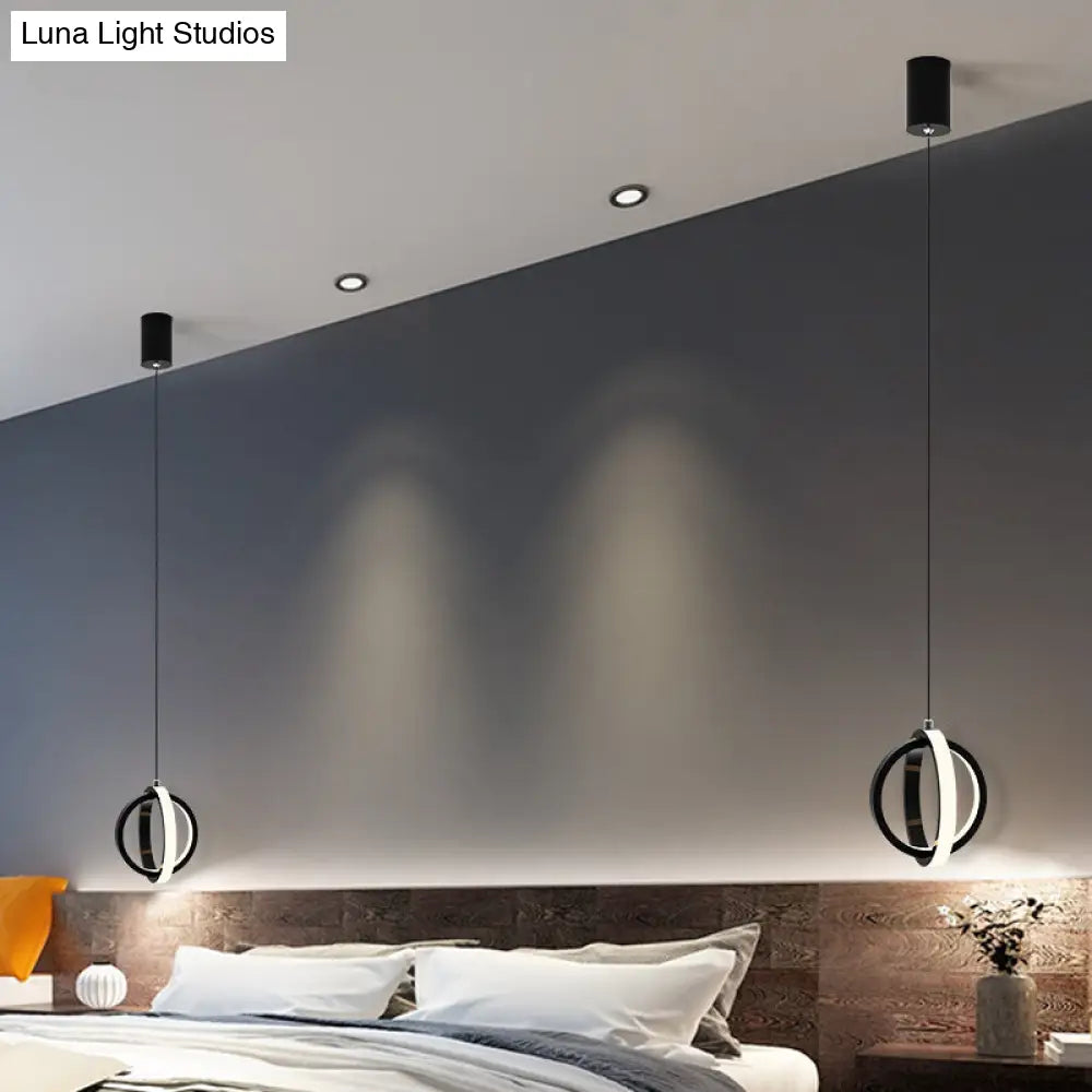 Contemporary Black LED Pendant Light - Orbit Metal Ceiling Light Kit with Warm/White Lighting