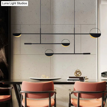 Lámpara colgante contemporánea negra DecorBites™ con disco metálico para isla de iluminación - 4 bombillas - Acabado distintivo