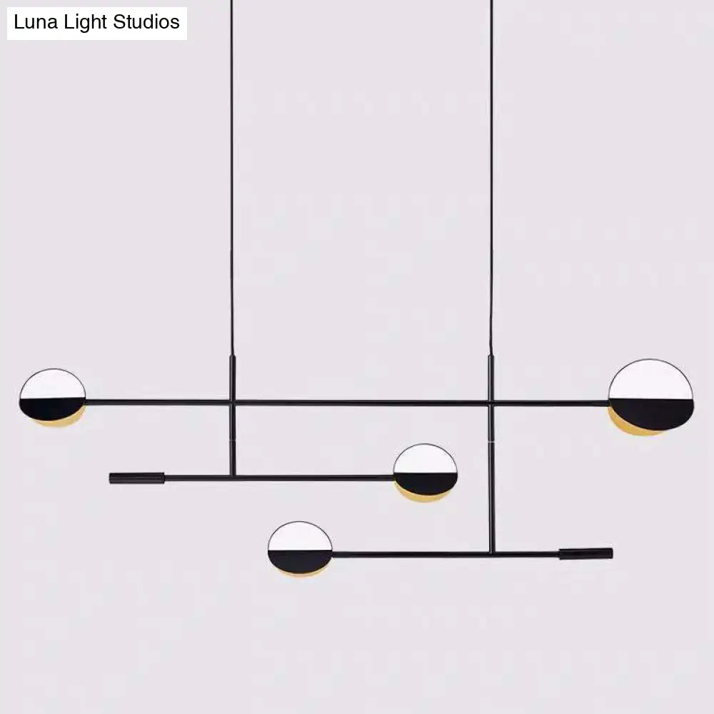 Lámpara colgante contemporánea negra DecorBites™ con disco metálico para isla de iluminación - 4 bombillas - Acabado distintivo