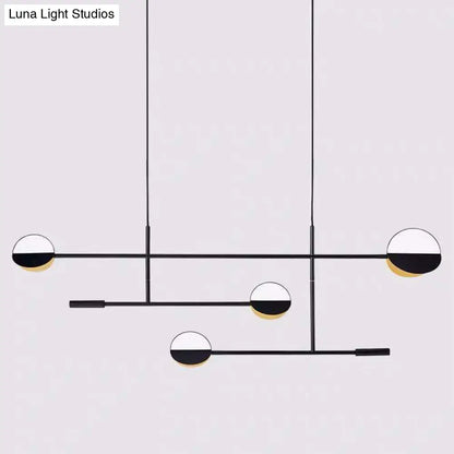 Lámpara colgante contemporánea negra DecorBites™ con disco metálico para isla de iluminación - 4 bombillas - Acabado distintivo