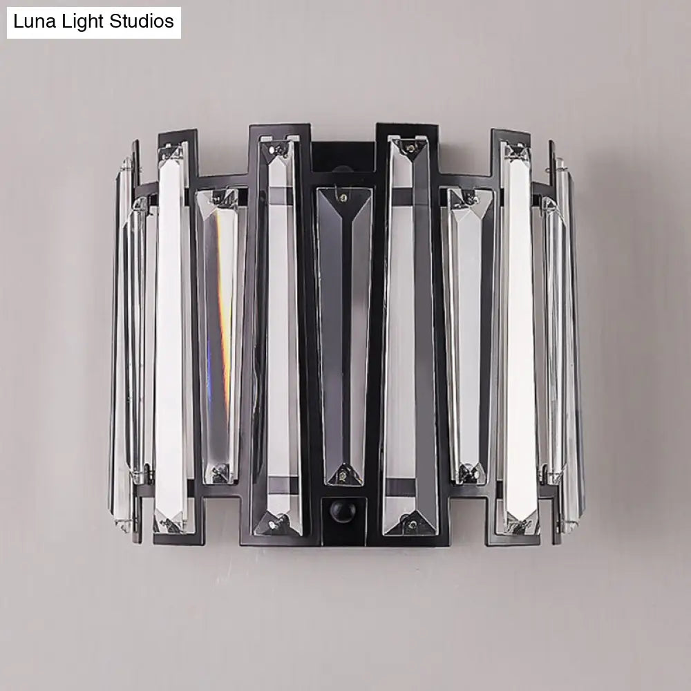 DecorBites™ DecorBites™ Contemporary Black Sconce with Crystal Shade - Wall Mount Lamp, Dual-head Design