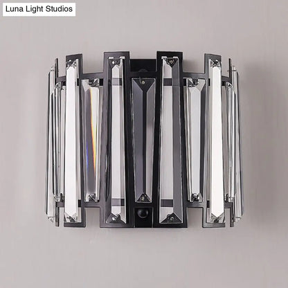 DecorBites™ DecorBites™ Contemporary Black Sconce with Crystal Shade - Wall Mount Lamp, Dual-head Design