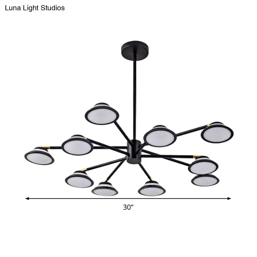 Lámpara de araña contemporánea negra con diseño de estrella: Lámpara colgante de metal con 10 luces - Ideal para la sala de estar
