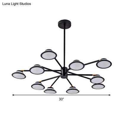 Lámpara de araña contemporánea negra con diseño de estrella: Lámpara colgante de metal con 10 luces - Ideal para la sala de estar