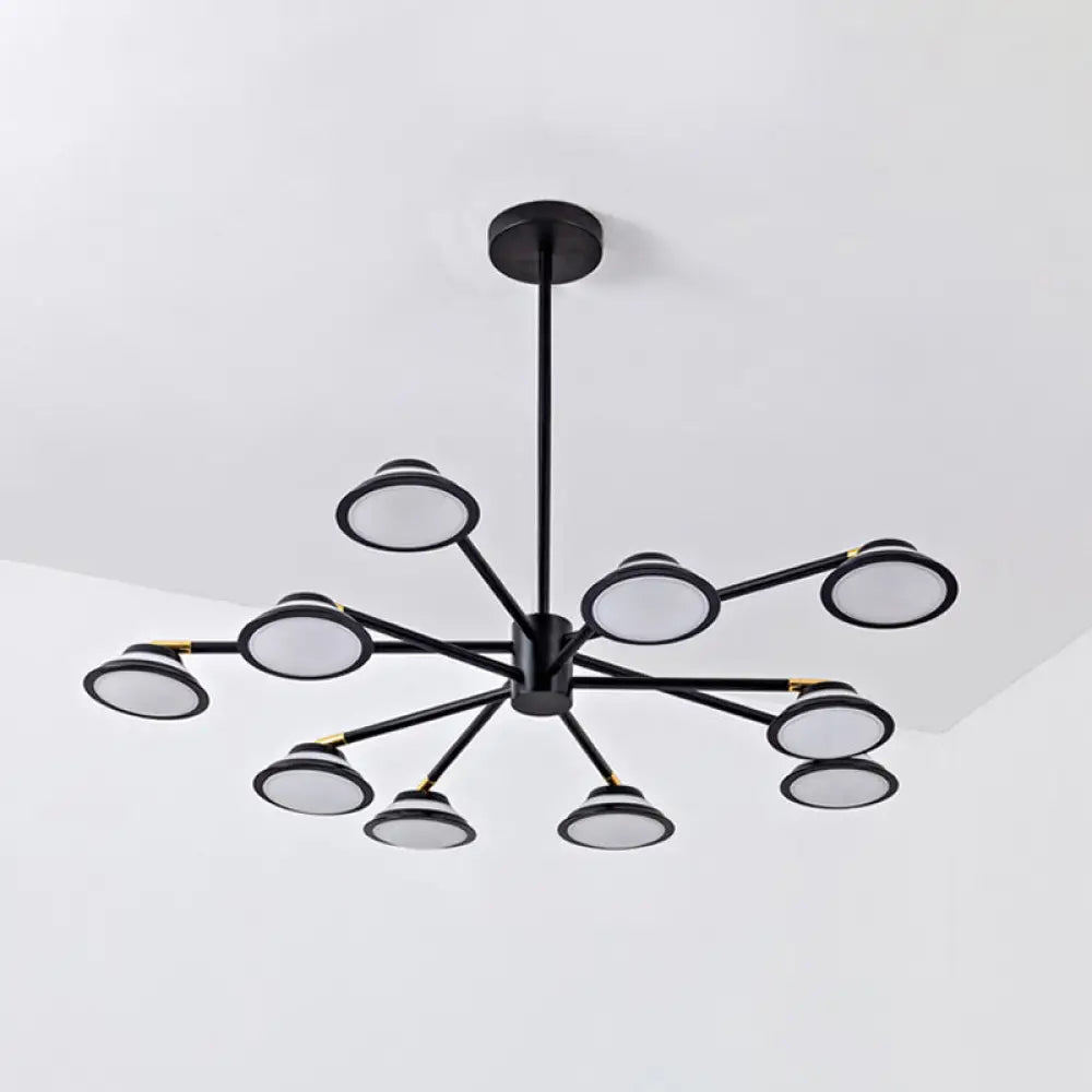 Lámpara de araña contemporánea negra con diseño de estrella: Lámpara colgante de metal con 10 luces - Ideal para la sala de estar